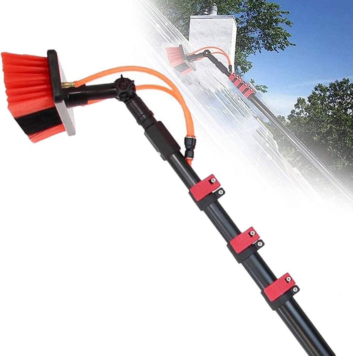 Raamreinigingsset Telescoopstang - Hoge Ramenwasser - Veilig Ramen Wassen - Met Watertoevoer - 36 - 108 m - Zilver
