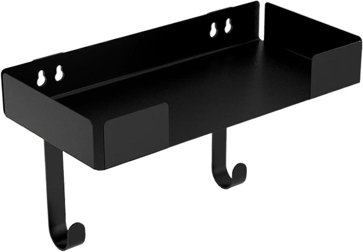 Strijkplankhouder - Garderobe Organizer - Waskamer Opbergen - Ruimtebesparend Ontwerp - Met Opbergmand - Zwart