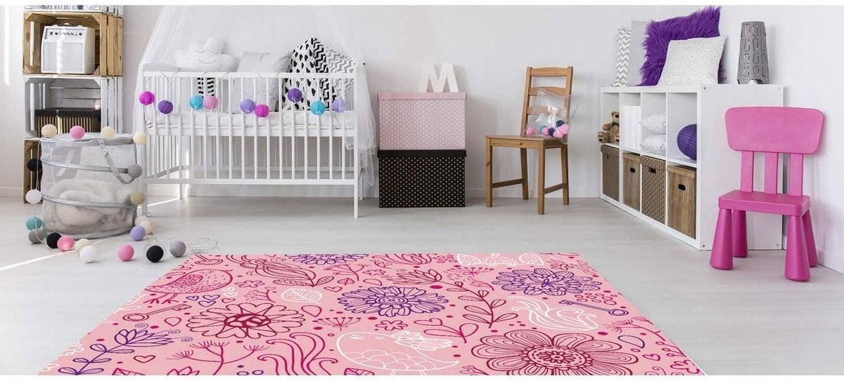 Vloerkleed PVC Bloemen - Vinyl vloerbedekking - Kinderkamer decoratie - Hoge sterkte en du