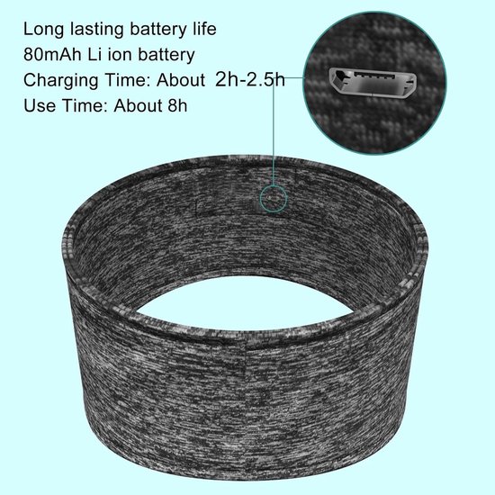 Slaapkoptelefoon met Hoofdband - Draadloze Oordopjes - Comfortabel Slapen - Ultradunne Luidsprekers - One Size Fits All - Blauw — afbeelding 4
