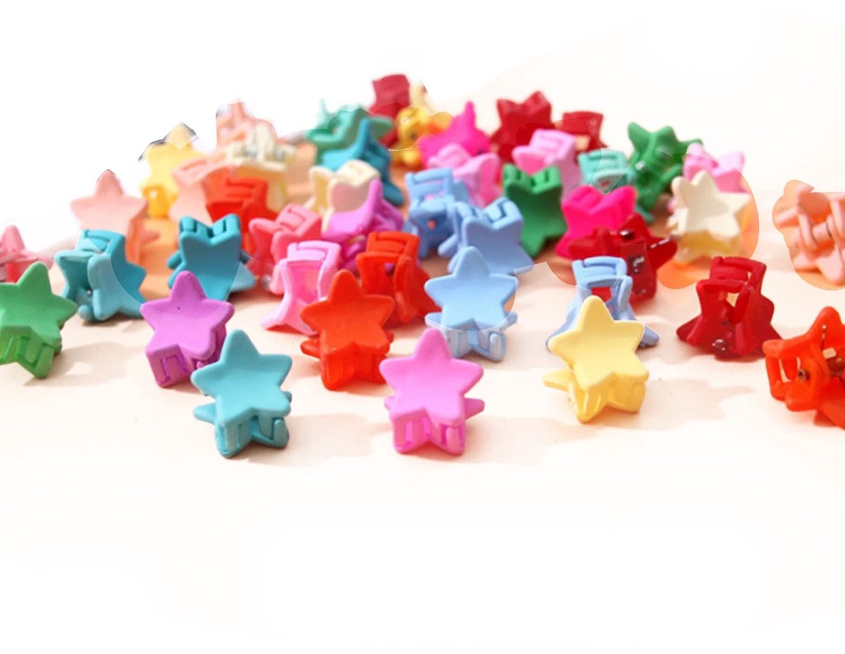 Dailygoods- Haarclips 50 Stuks - Mini Haarclips - Kleurrijke Haar Klemmen - Stervormige Haarclips - Leuke Haarclips - Geschikt voor Dames en Meisjes - Haarklemmen