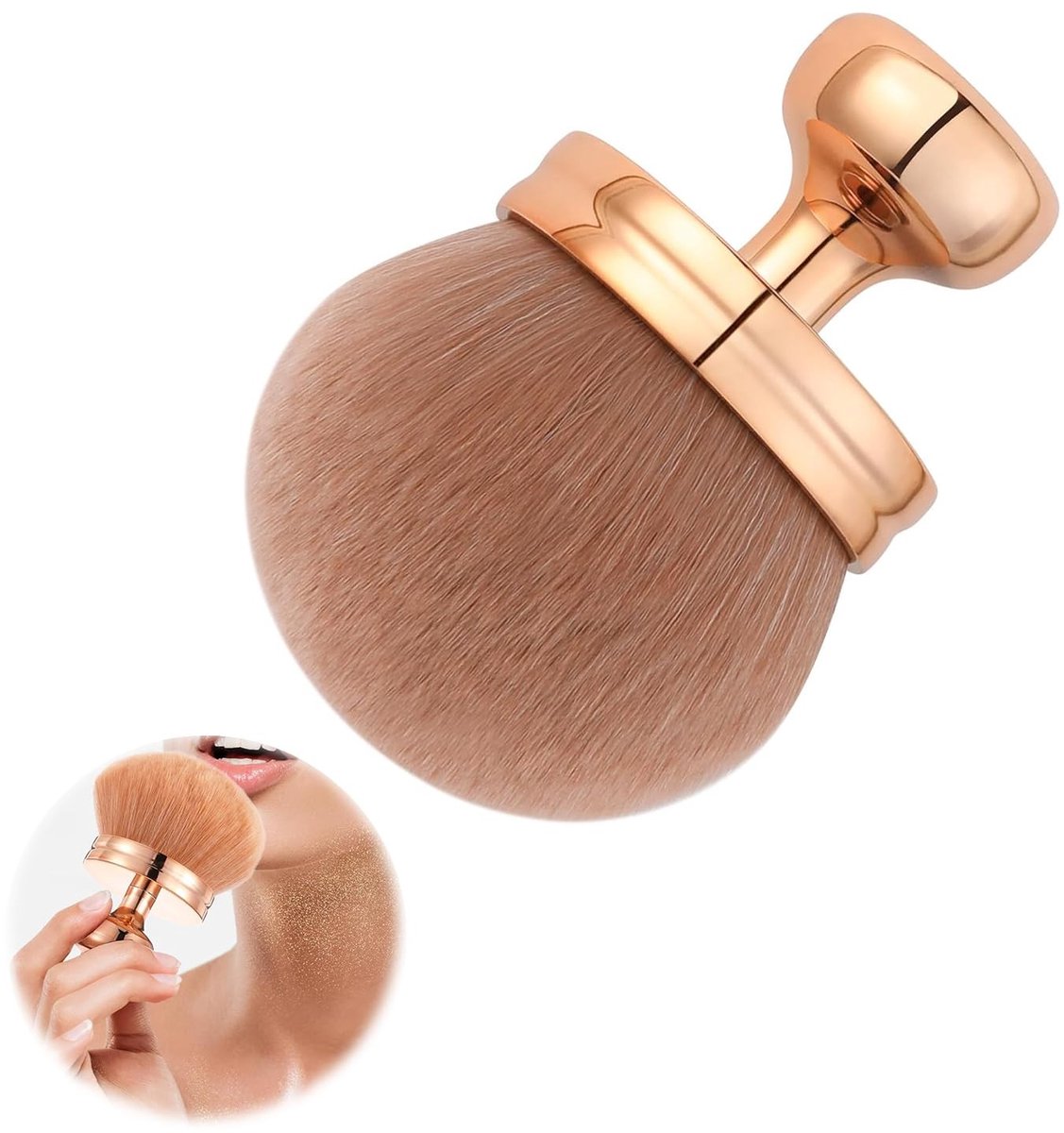 Dailygoods- Make-upkwast Extra Groot - Kabuki-kwast - Zachte Synthetische Borstelharen - 7,6 cm Breed - Poeder/Foundation/Blush/Bronzer - Efficiënte Dekking - Poederkwast
