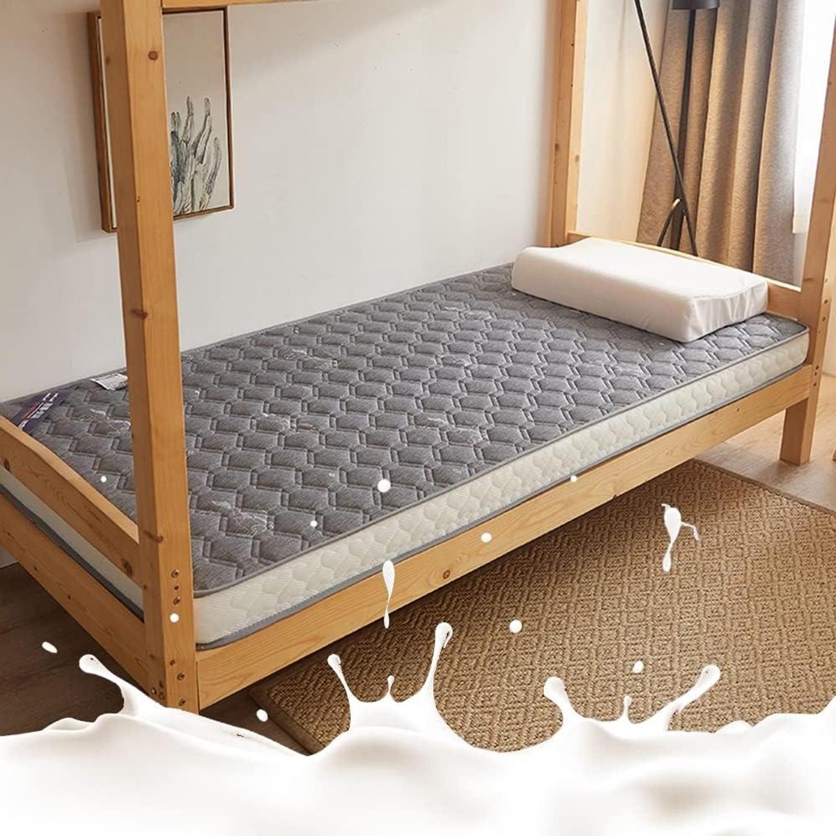 Japanse Vloermatras - Slaapmat Tatami - Logeren en Reizen - Huidvriendelijk Polyester - 100x200cm - Grijs