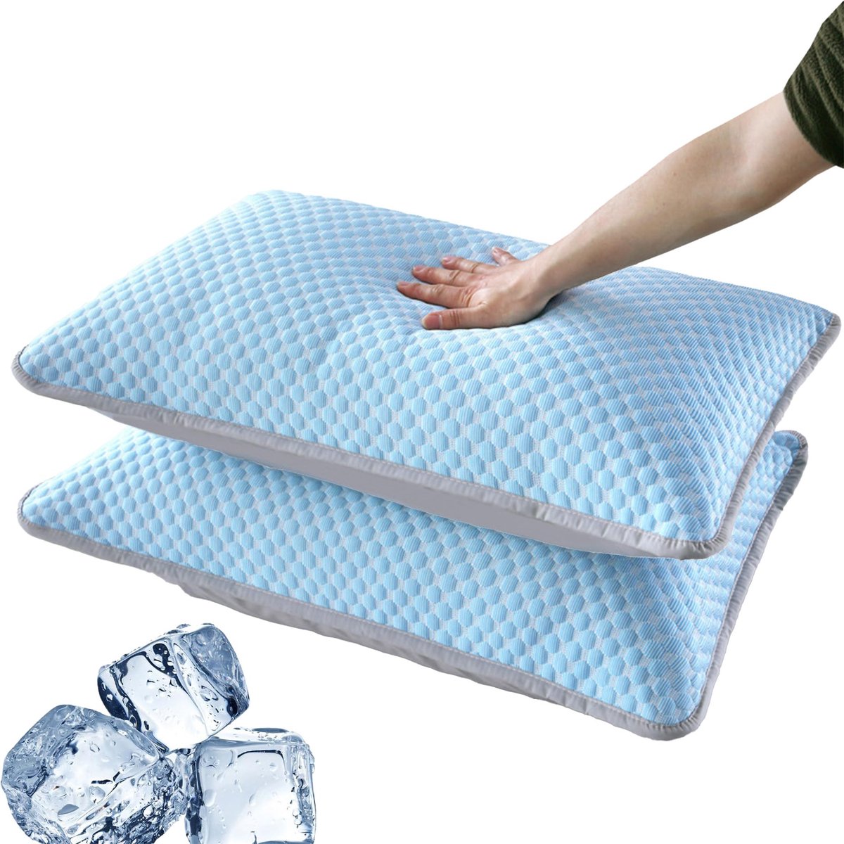 Zomerse kussensloop van 'Ice Silk' (Een paar)– Koelende kussensloop - Ademend en verkoelend - Geschikt voor beddengoed - Machinewasbaar (Hemelsblauw, 48*74cm)