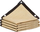 Beige schaduwdoek — schaduwnet — zonwerend net met metalen oogjes — vierhoekig schaduwdoek — geschikt voor kassen, terrassen, carports en voertuigen — 3 x 4 meter