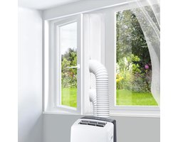 Mobiele Airco Raamafdichtingsset | 400cm Verstelbare Afdichtingsstrip | Hete Lucht Stop Met Rits En Klittenband | Geschikt Voor Mobiele Airco En Droger | Eenvoudig Te Monteren Zonder Boren | Cyslmuk®