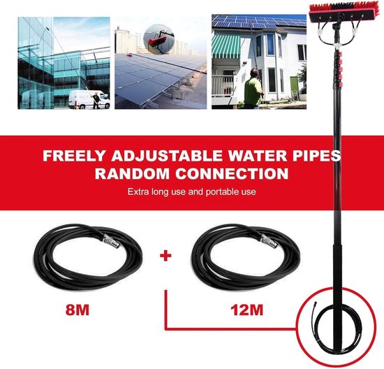 Raamreinigingsset - Telescoopsteel Borstel - Hoge Ramen Schoonmaken - Watergevoede Steel - 6 Meter Lengte - Zilver — afbeelding 4