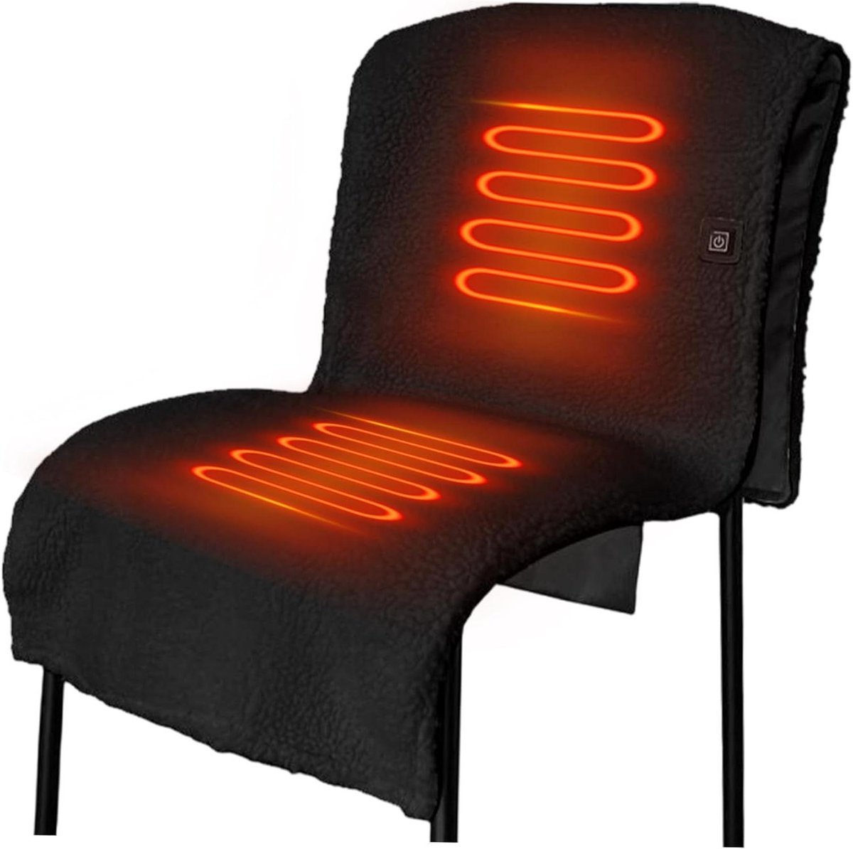 Draadloze verwarmde deken, 53 x 19 inch Smart verwarmde stoelkussen met 3 warmteniveaus voor stoel, bank, camping, reizen, zwarte pad