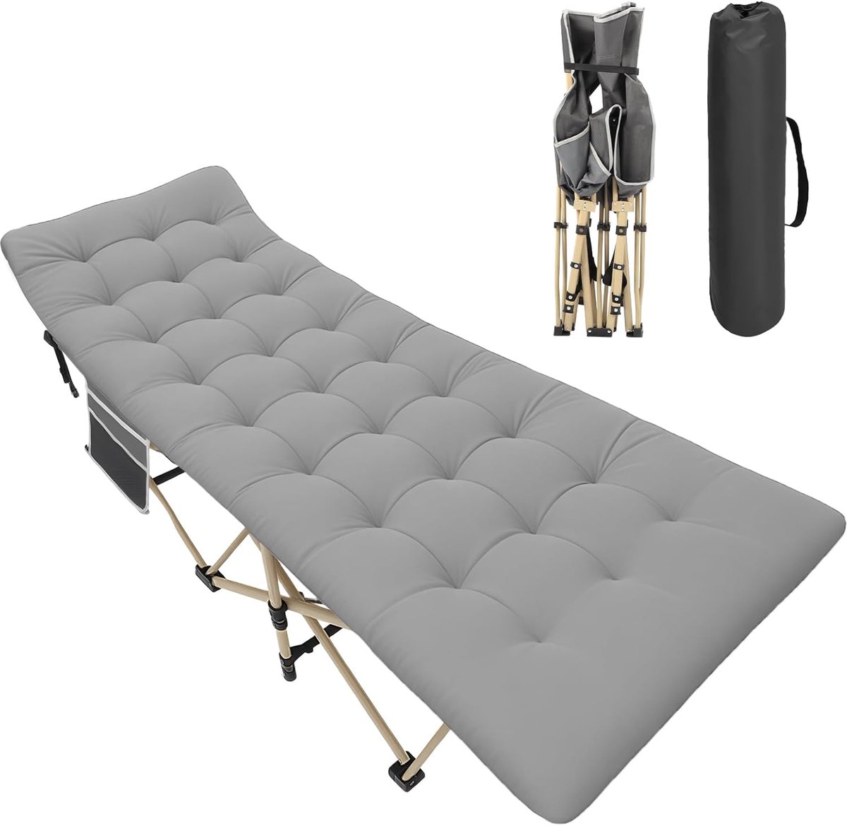 Camping Bed, Field Bed, Collapsible Guest Bed, Up to 200 kg, 190 x 71 x 35 cm, Made of Oxford Fabric and Robust Steel Tubes, for Indoor, Outdoor and Garden