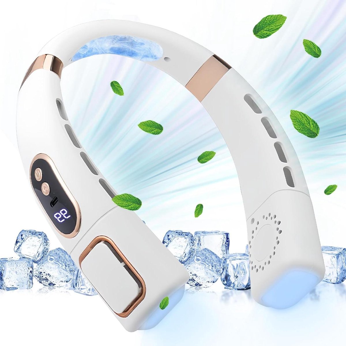 Halsventilator - Draagbare Ventilator - Persoonlijke Koeling - Bladloos Ontwerp - 8000 mAh Batterij - Goud
