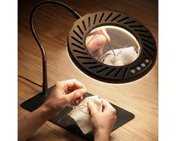 ARTDOT 10x vergrootglas met licht en standaard, 144 leds bureaulamp met 5 kleurtemperaturen en 9 niveaus instelbare helderheid voor diamantkunst, accessoires, hobby's, knutselen, lezen, sluitwerk