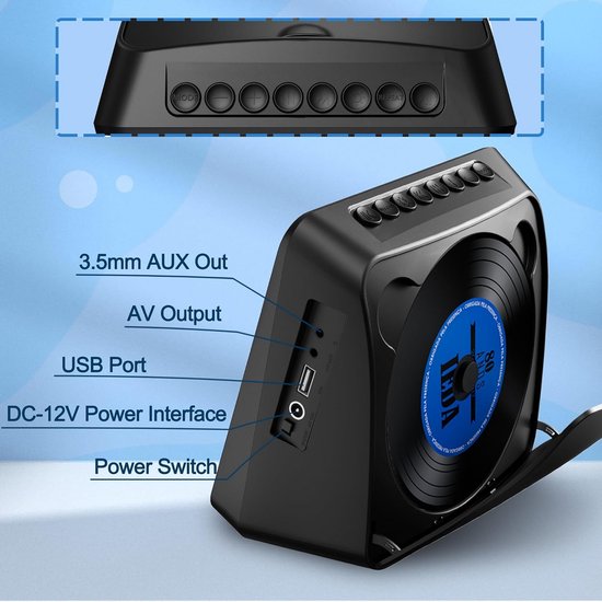 Portable Car DVD Player, 7 Hours Rechargeable Battery, Support CD/DVD/Bluetooth/USB/MP3/AV, Built-in CD/DVD Player with Two Speakers (Black) — afbeelding 2