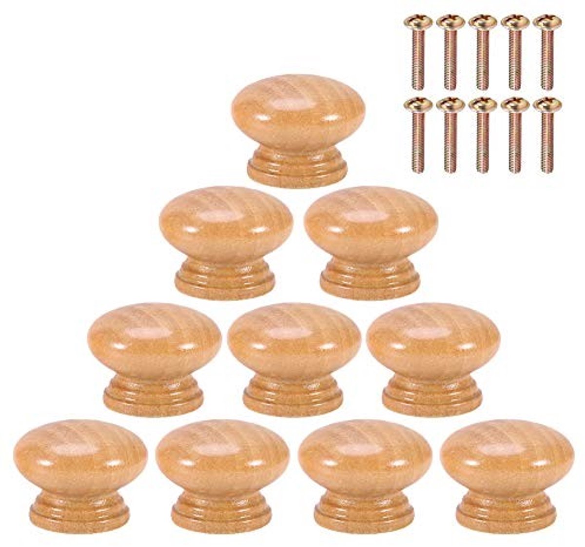 Dailygoods- Kastknoppen 10 Stuks - Houten Handgrepen - Ergonomisch Ontwerp - Ronde Paddens