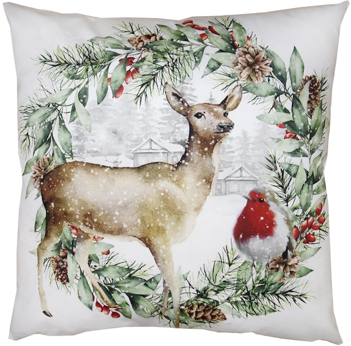 Clayre & Eef Sierkussen 45x45 cm Beige Polyester Kerst