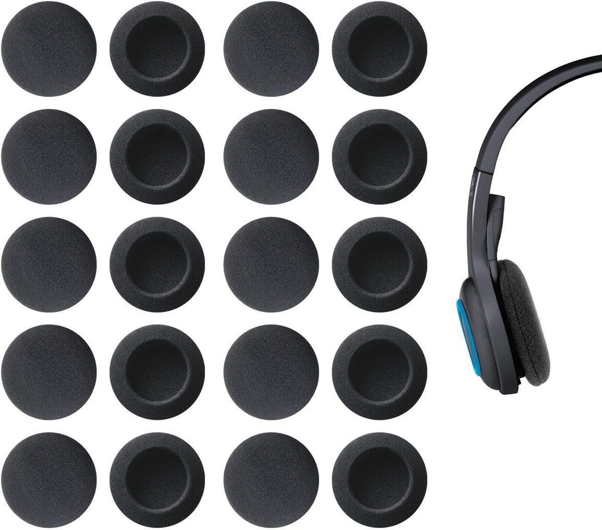 10 Paar Zwarte Spons Kussen Voor Koptelefoon - 50mm Schuim Oorkussens Vervanging