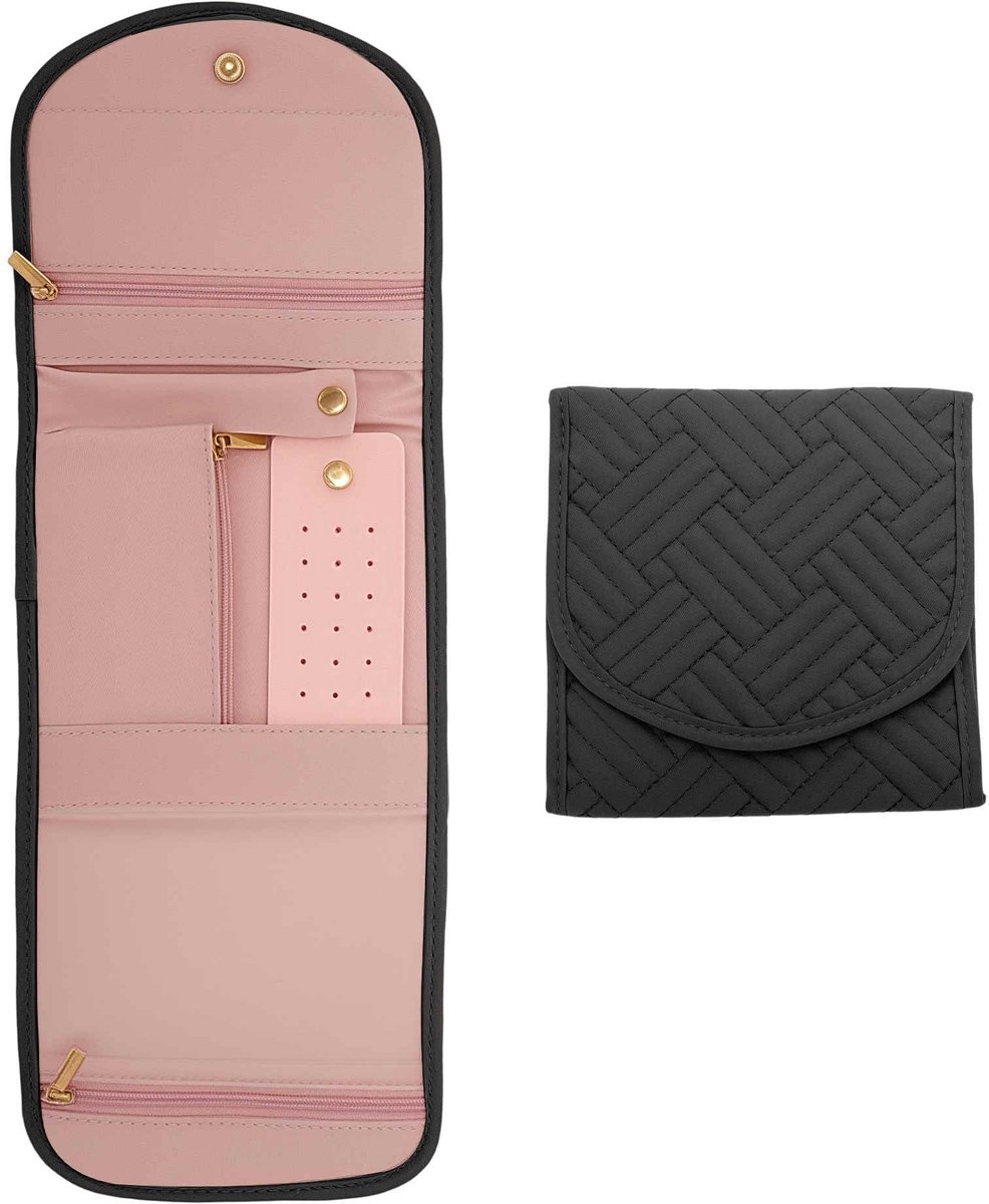 Dailygoods- Sieradenorganizer met ringhouder - Sieraden etui - Reisaccessoires - Opbergvak met ritssluiting - Voorkomt klitten - Gevoerd ontwerp - Sieradenetui
