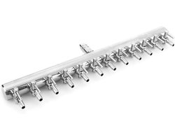 Aquarium Luchtverdeler - Luchtregelklep - Vissen Voeren - 12 Scharnierende Kleppen - 23 cm - Zilver