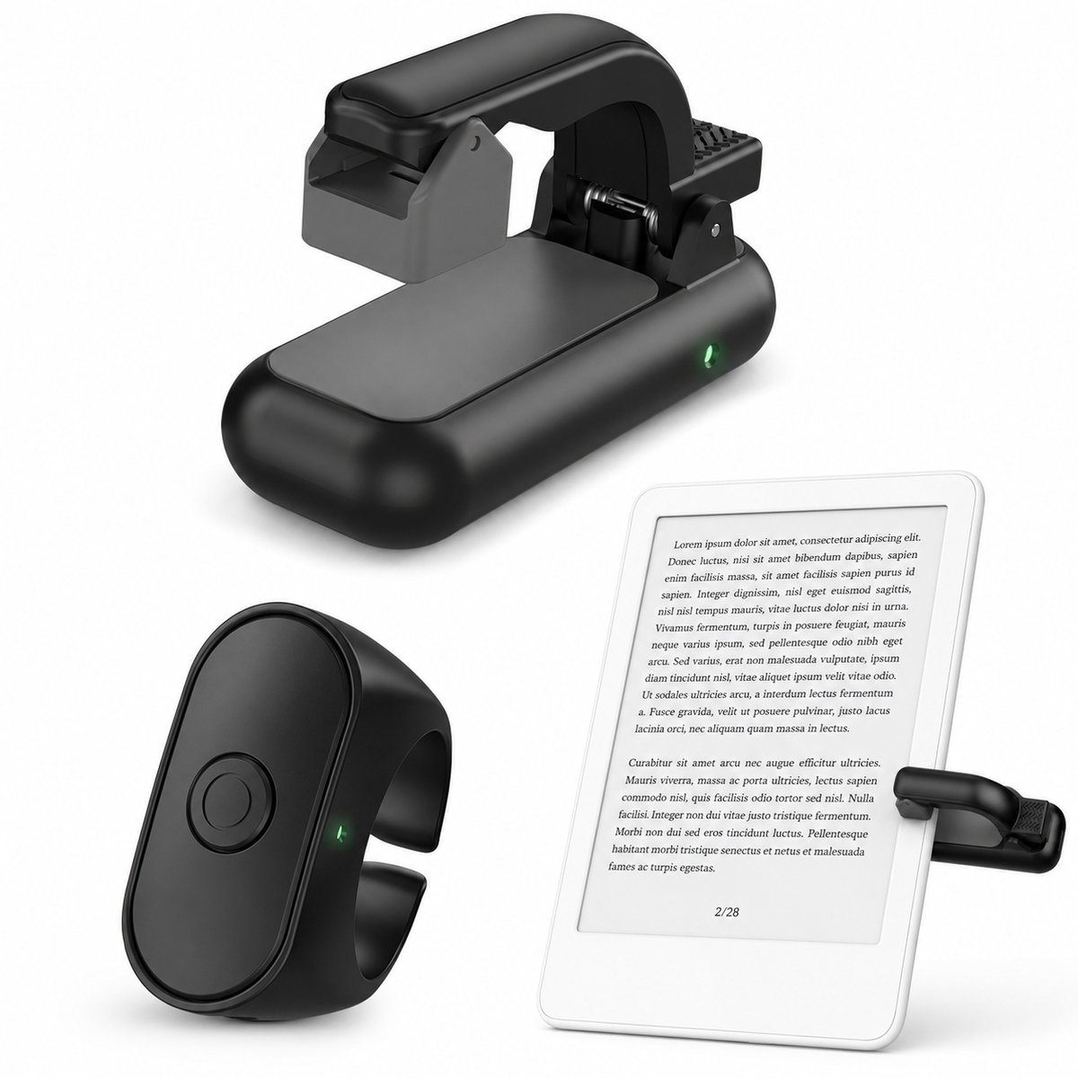 Daity 1stuk - Ring met afstandsbediening voor het omslaan van pagina's – Geschikt voor Kindle Paperwhite/Scribe/Oasis, draadloze RF-afstandsbediening/clicker voor iPhone, iPad, Android-tablets, e-readers, camerasluiter en video-trigger