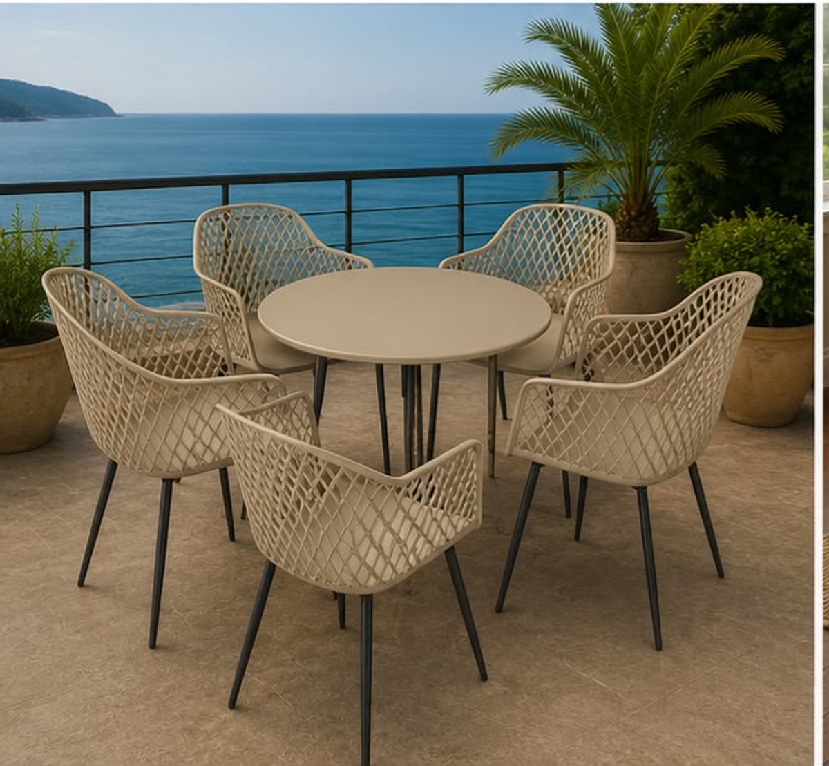 Tuinstoelen Set van 4 55x52x83 cm – Weerbestendige Stoelen met Armleuningen – UV-Bestendige Terrasstoelen voor Tuin, Balkon, Veranda en Buiten Eethoek – Antraciet – Mobili Bella