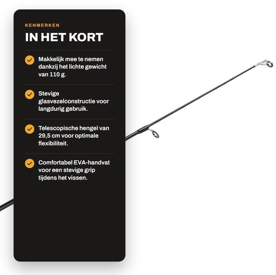 Dailygoods- Hengel Ultralicht - Telescopische Hengel 29,5 - IJshengel met Vismolen - Duurzaam Glasvezel - Ideale Gift voor IJsvisliefhebbers - Ijsvishengel van Dailygoods — afbeelding 2