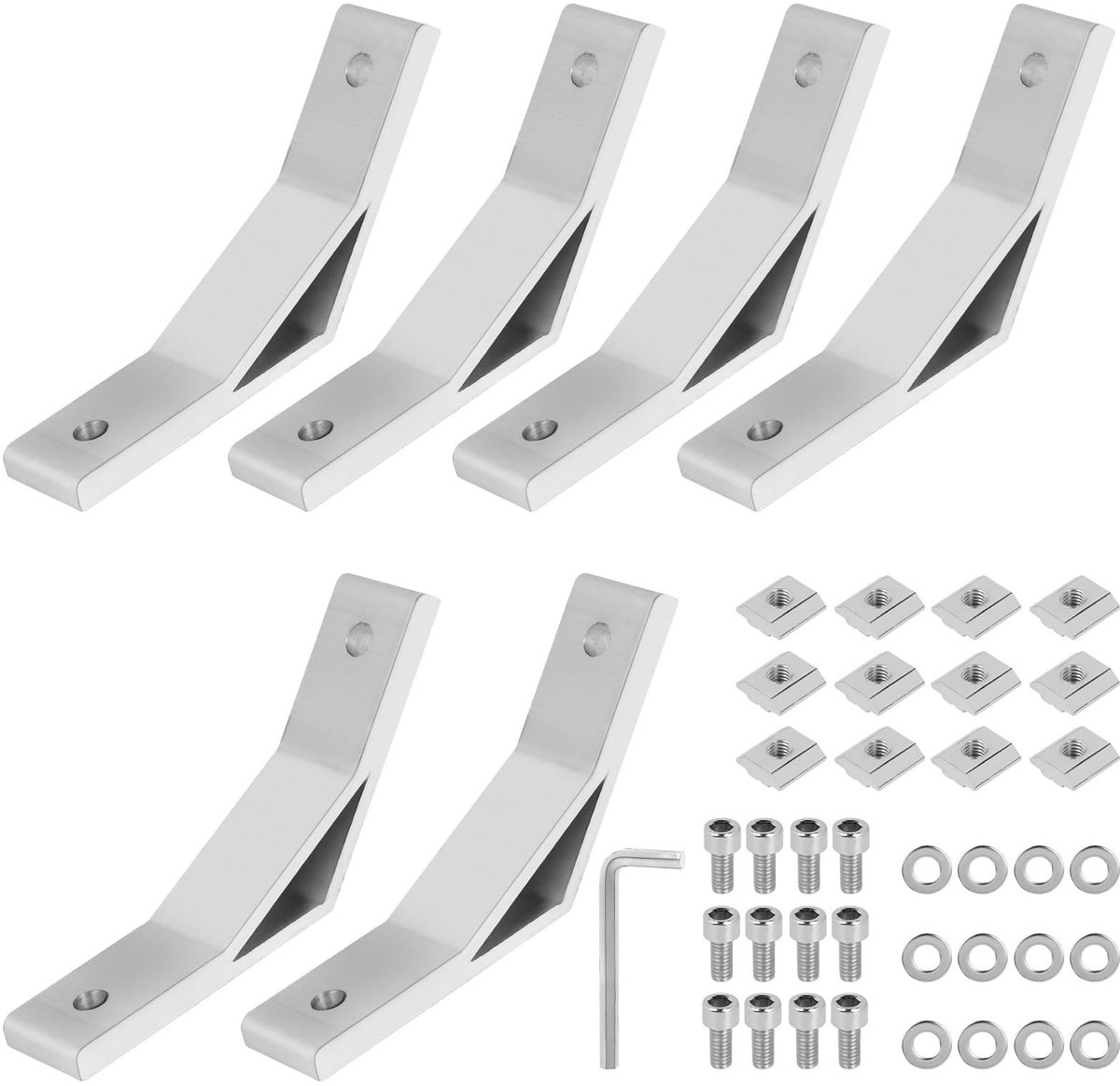 Dailygoods- Hoekhoeken 6 Stuks - Aluminium Profiel 135 Graden - Geanodiseerd - Accessoires - Duurzaam - Voor Montage en Verbinding - Hoekverbinding