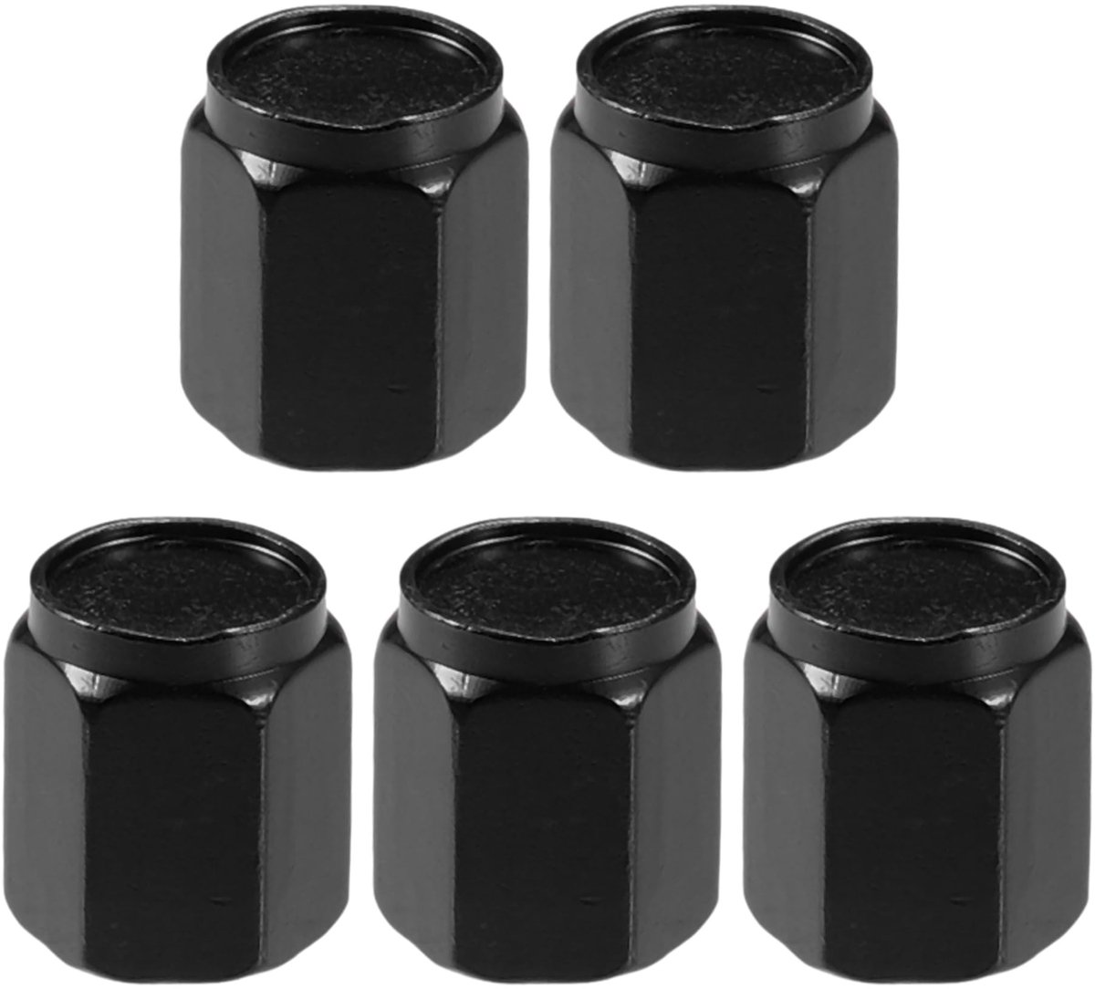 Dailygoods- Ventieldopjes Universele Pasvorm - Aluminiumlegering - Zwart - 5 Stuks - Draagbaar - Bescherming Ventielafdichting - Bandaccessoires