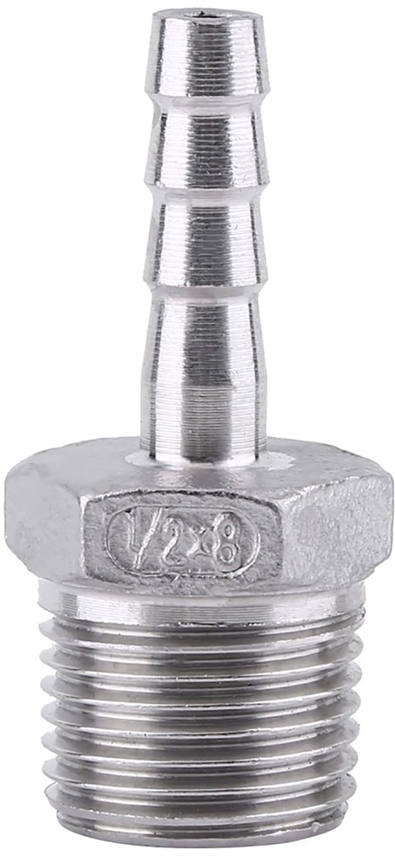 Dailygoods- Slangpilaar Roestvrij Staal SS304 - Slangkoppeling - Slangstuk - Pijpfitting - Barb Connector - Duurzaam en Lange Levensduur