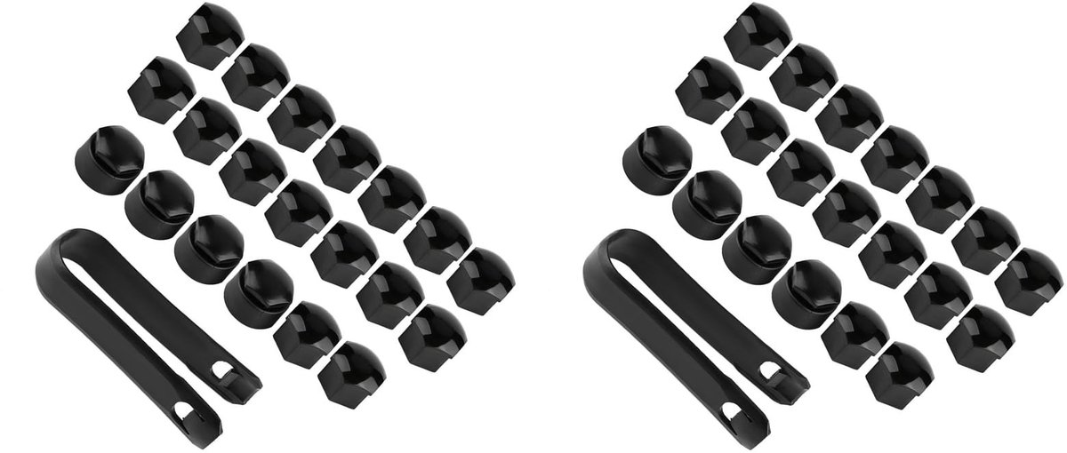 Dailygoods- Afdekkap 40 Stuks - Wielmoerkapjes 17 mm - Anti-diefstal - ABS Materiaal - Zwart/Zilvergrijs - Duurzaam en Robuust - Wielmoer