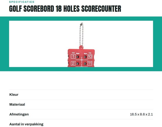 Dailygoods- Scorebord Golf 18 Holes - Scorecounter 0-9 - Compact en Lichtgewicht - Duurzaam ABS - Eenvoudige Bediening - Sportaccessoire 16x6cm van Dailygoods — afbeelding 2