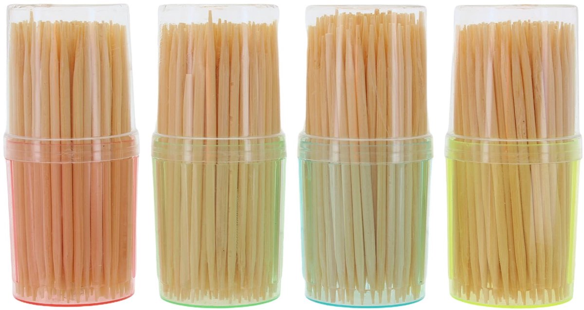 Dailygoods- Tandenstoker Premium - Onbehandeld Hout - 4 x 120 Stuks - Tandhygiëne - Hapjes - Creatief Knutselen - Cocktailprikker