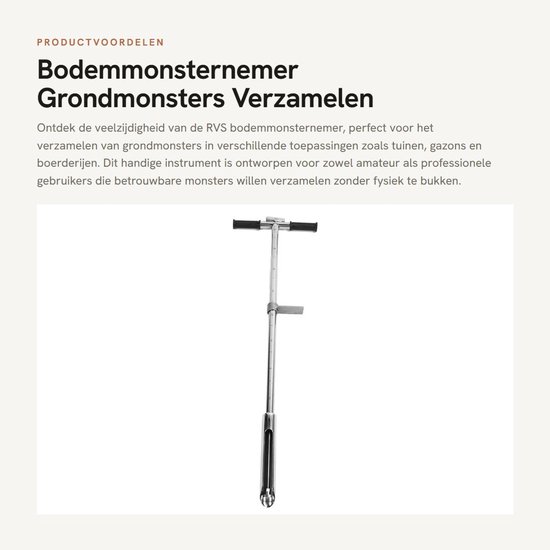 Allecto - Bodemmonsternemer - Grondmonsters Verzamelen - Handig Voetpedaal - 1m Lengte - T-Stijl Handvat - Geschikt voor Tuin en Boerderij van Merkloos	 — afbeelding 5