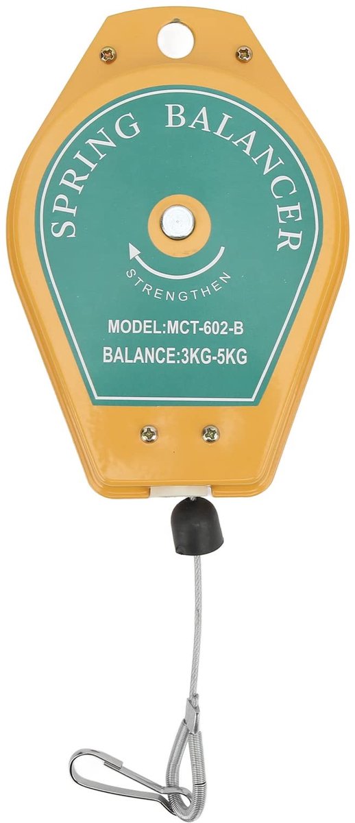 Dailygoods- Veerbalancer 3-5 kg Draagvermogen - Instelbare Spanning - Handmatige Vergrendeling - Eenvoudig te Bedienen - Veiligheidsvoorziening - Roestvrij Staal/IJzer - Gereedschapsbalancer