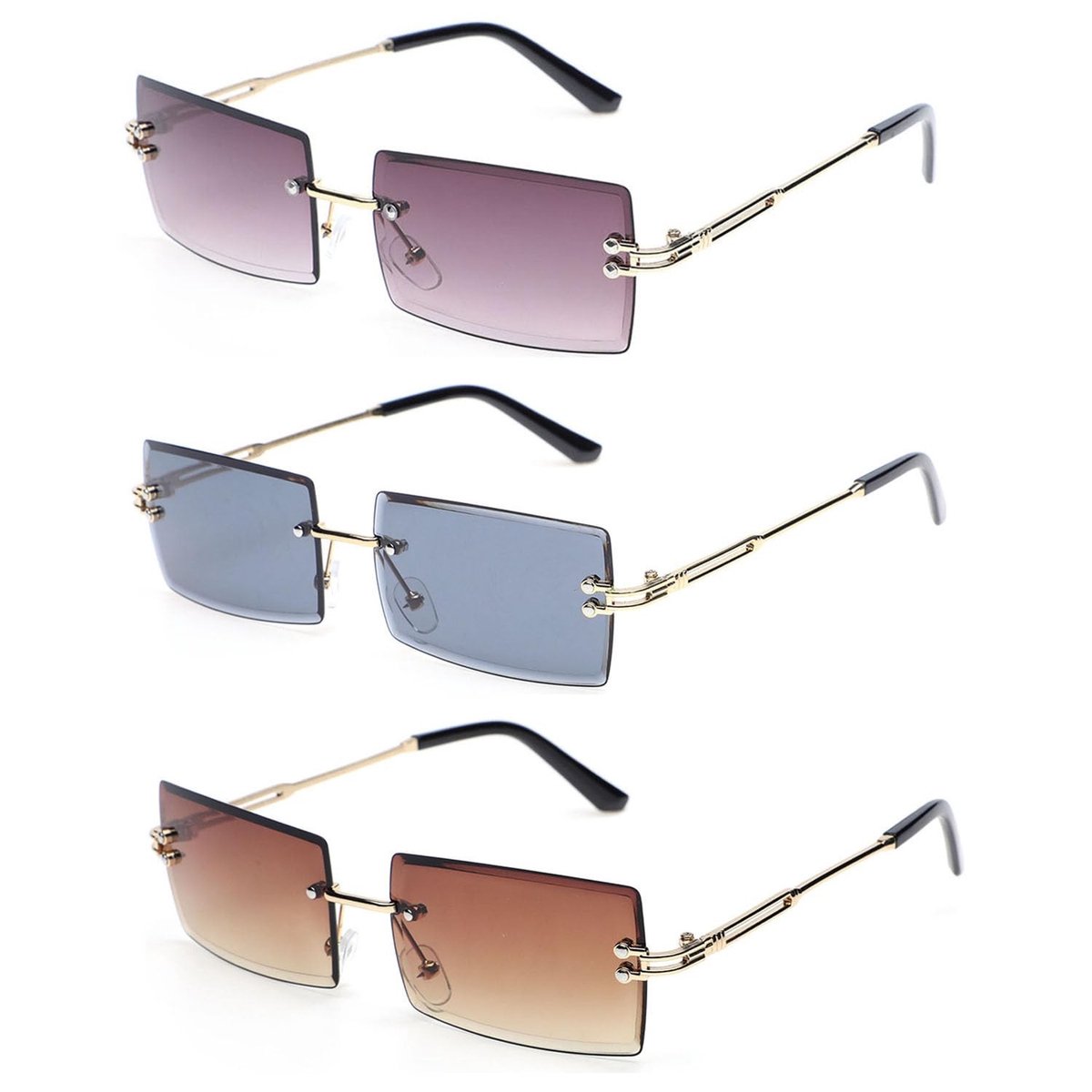 Dailygoods- Zonnebril Frameloos - Vierkante Zonnebril - Ultralichte Zonnebril - HD-lenzen - Geschikt voor de meeste mensen - Comfortabel en stijlvol