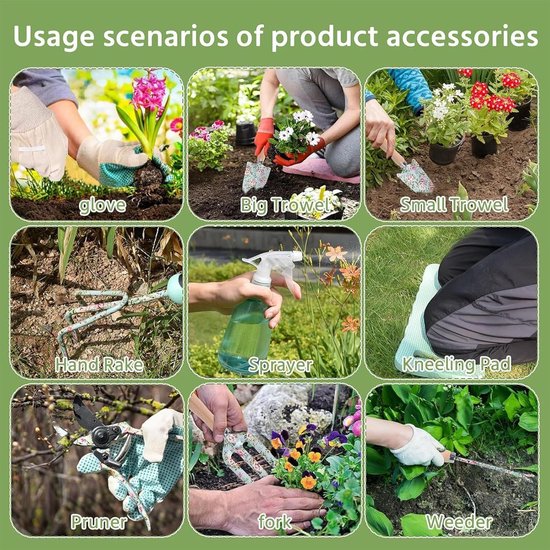 Tuingereedschap Set - Tuinieren Set Vrouwen - Planten Verzorgen - Decoratief Bloemmotief - 36 x 18 x 10.5 cm - Multicolor van Tuingereedschap. — afbeelding 3