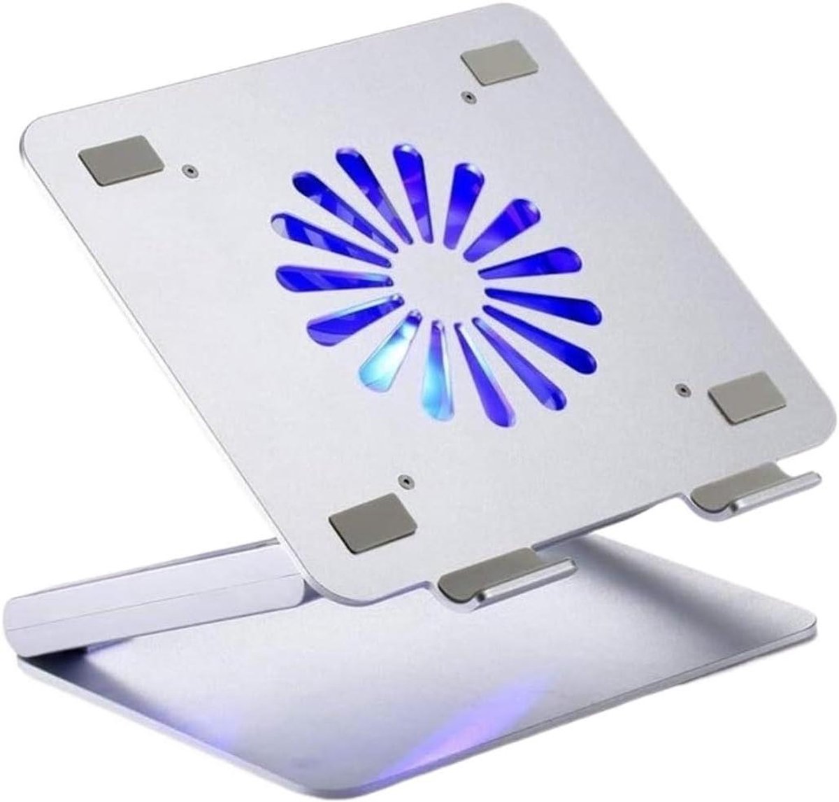 Laptop Koelkussen - Notebook Cooler - Comfortabel Werken - Verstelbare Hoogte - Tot 17.3 Inch - Blauw Zilver