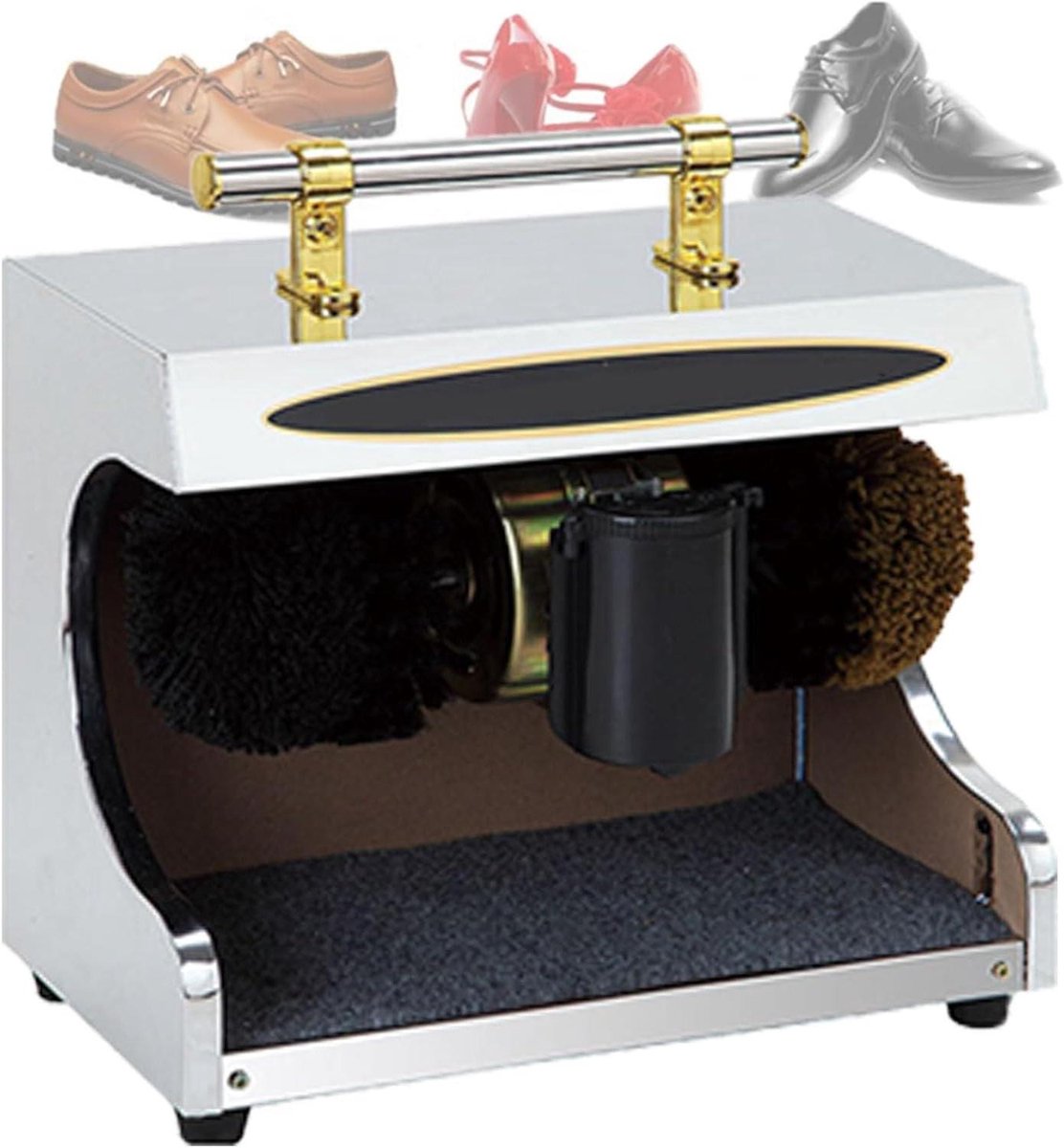 Automatische Schoenpoetser - Schoen Glans Machine - Schoenen Poetsen - Dubbele Borstels - 7KG - Zilver