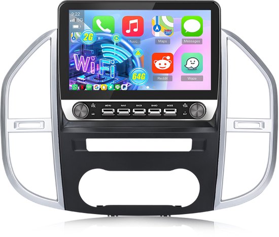 Hexinex Autoradio - Geschikt voor Mercedes Benz Vito 3 W447 2014 t/m 2022 -10.1 Inch IPS Scherm - 2+64GB Carplay FM RDS