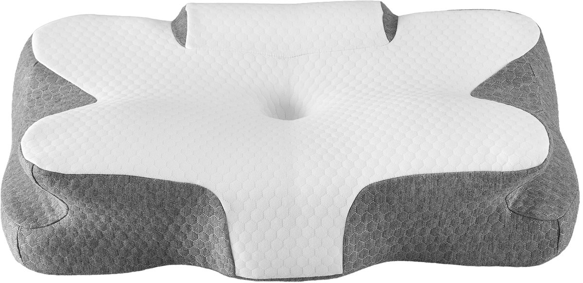 Songmics Kussen - Hoofdkussen - Ergonomisch - Verstelbare Hoogte - Memory Foam - Nekondersteuning Wit-Grijs