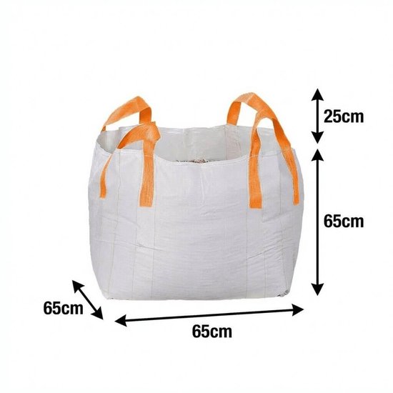 Lot de 5 sacs | Big Bag Vide 0.25m³ | Sac GRVS 65x65x65cm | Sac résistant | 4 sangles croisées