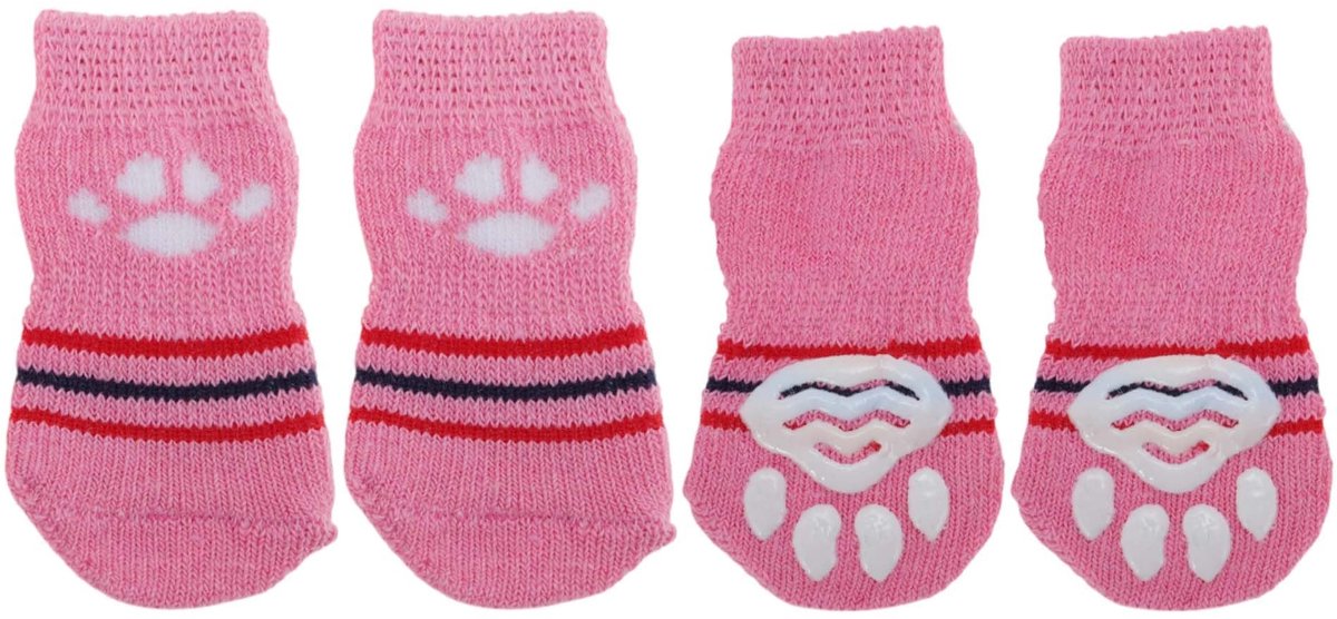 Dailygoods- Hondensokken Antislip - Pootbescherming - Set van 4 - Maat S - Voor Honden/Katten - Warm Polyester met Siliconen Zolen - Huisdier Sokken