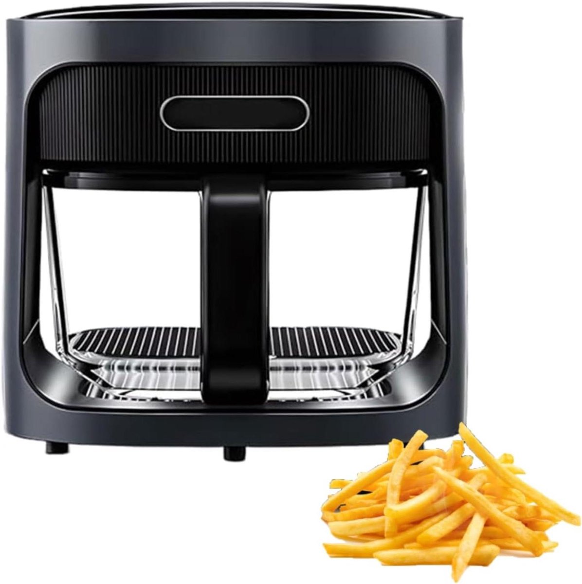 Luchtfriteuse - Olievrije Frituurpan - Gezond Koken - Panoramisch Zicht - 6 Liter Capaciteit - Zwart
