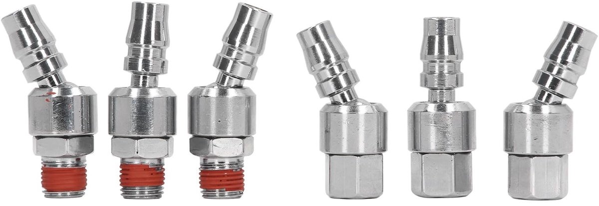 Dailygoods- Slangfitting 6 Stuks - Rotating Air Plug - 1/4 Inch NPT - Schokbestendig - Corrosiebestendig - Eenvoudig te gebruiken - Luchtplug
