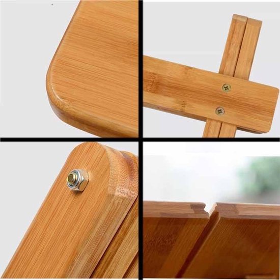 Opklapbare bijzettafel buiten - kleine ronde houten bijzettafel voor terras, woonkamer, camping en slaapkamer - draagbaar koffiemeubilair (68 x 68 x 60 cm) — afbeelding 4