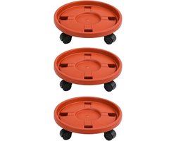 Bloempot Draaistel - Verrijdbare Pot - Planten Verplaatsen - Roestvrij Staal - 3 Stuks - Rood