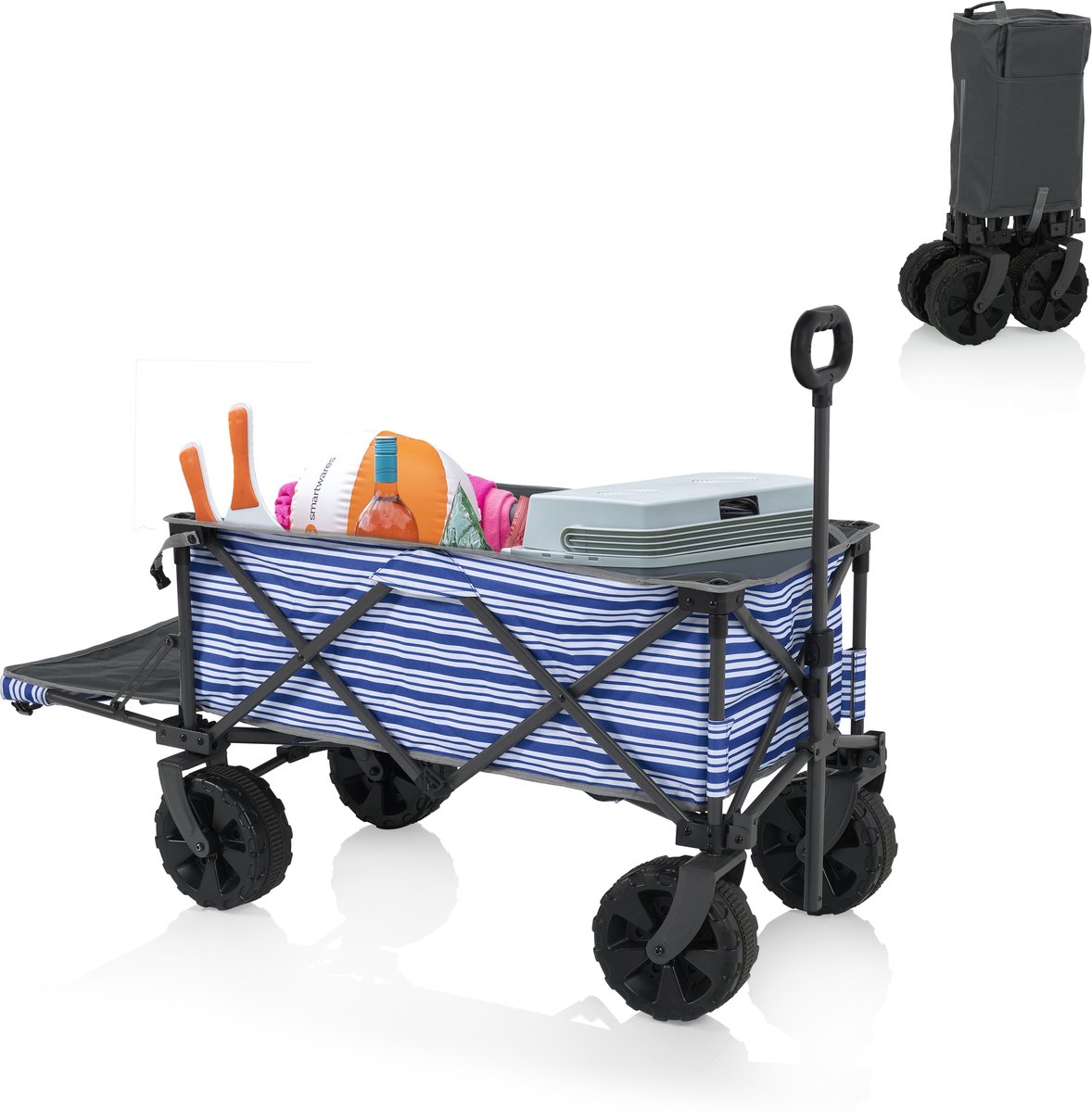 Bol.com Tristar Bolderkar met laadklep 70kg draagvermogen - 94x49x58 cm - Opvouwbare Bolderwagen strand, festival, camping, tuin... aanbieding