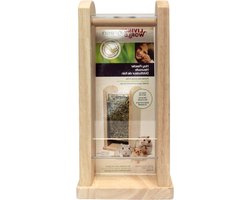 Hooirek Kleine Huisdieren - Hooi Dispenser - Netjes Voeren - Milieuvriendelijk Hout - 13 x 13 x 26.5 cm - Bruin