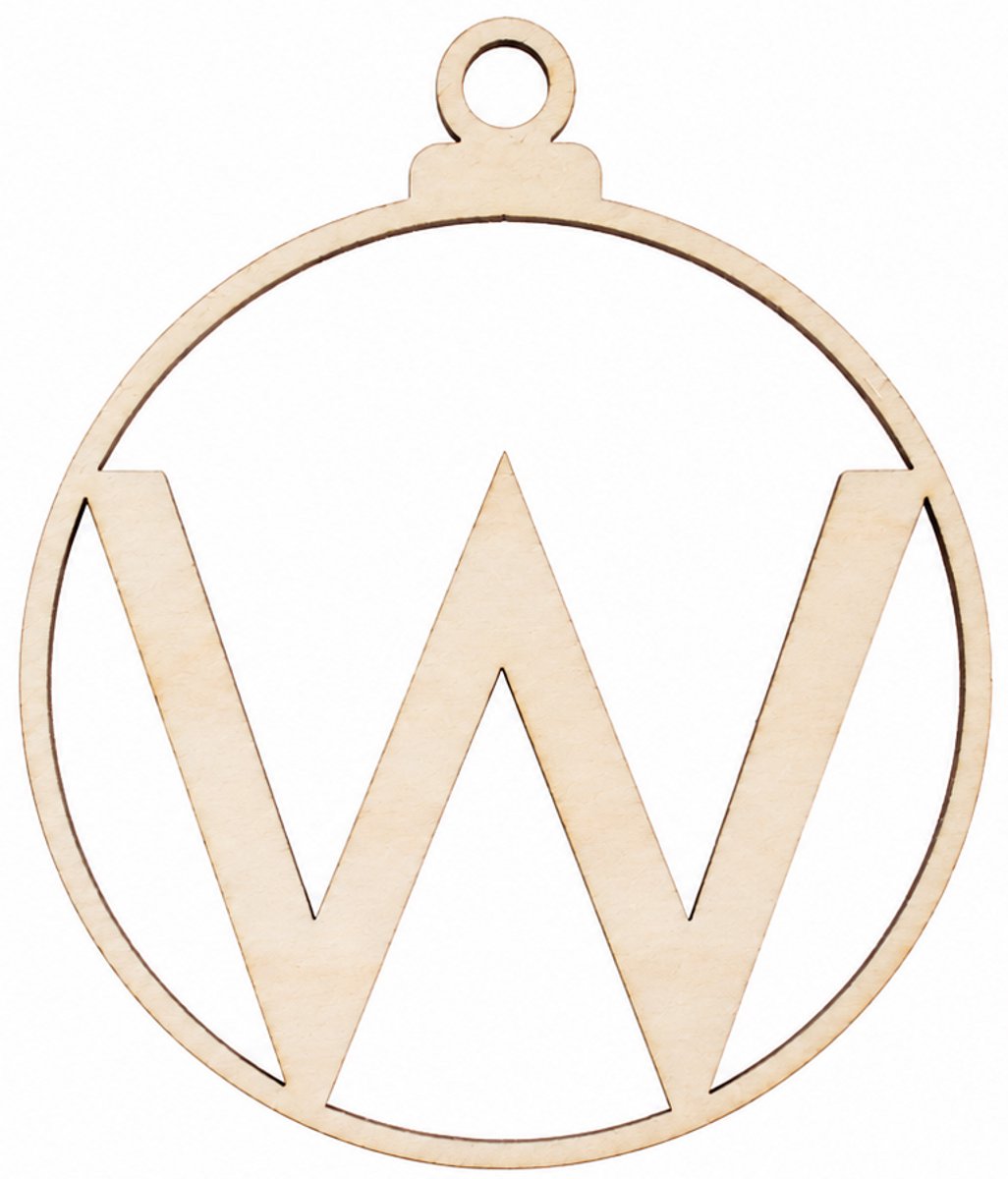 Houten kerstversiering - Wooden Christmas decoration | Letter “W” | 9cm | Licht hout - Natural wood | Kerstbal - Christmas tree bauble - Houten Hangers - Kerstboom - Alfabet - Alphabet - Kerstdecoratie - Naam