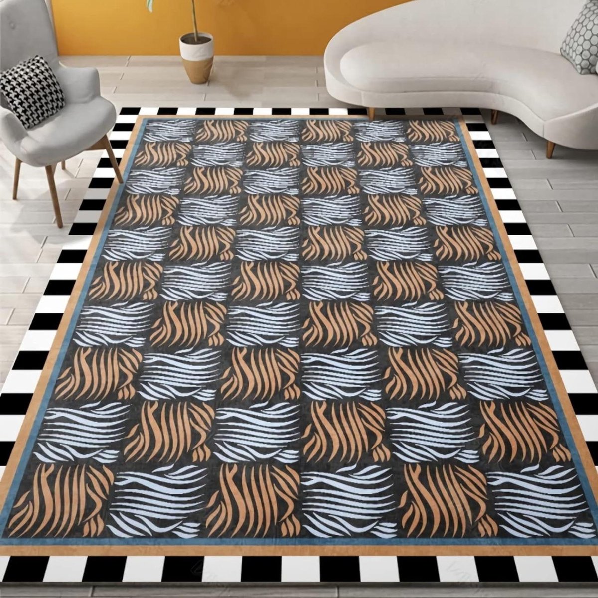 Vloerkleed Geometrisch - Moderne Vloerbedekking - Woonkamer Decoratie - Zacht Kristal Flee