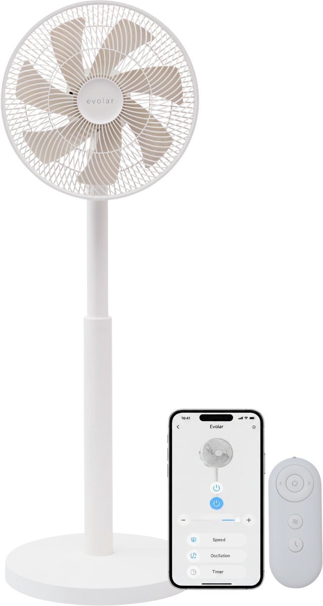 Evolar Smart Ventilator Staand - 18W - Statiefventilator - WiFi - App & Afstandsbediening - EVO-SF18WW