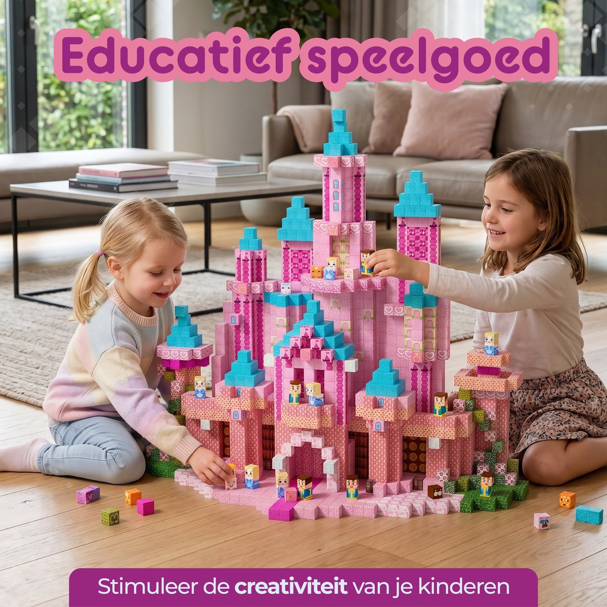 Bunobi® Magnetisch Speelgoed Prinses Kasteel – Magnetic Cubes 100 Stuks – Magnetische Bouwstenen - Magnetische Blokken – Montessori Speelgoed – Magneten Speelgoed — cadeau in Spellen & Speelgoed - foto 4